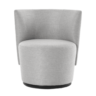 Mobitec Bolero R1418 armchair in light grey fabric on round base, front view