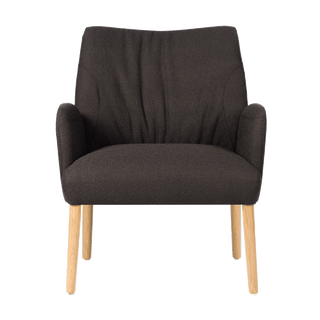 Mobitec Enora C0112 armchair in anthracite fabric with oak legs, front view