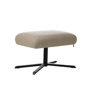 Mobitec Enora C0810 footstool in taupe fabric on black star base, front three-quarter view