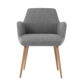 Mobitec Mood 101 M0112 armchair in grey fabric with oak legs, front view