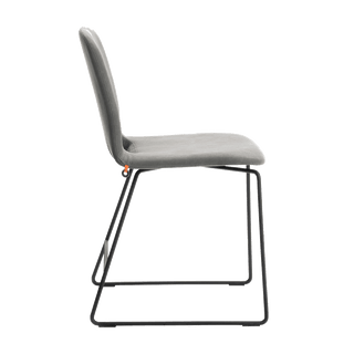 Mobitec Pamp C1010 chair in grey fabric with sled frame, side view