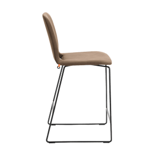 Mobitec Pamp C1510 bar stool in brown fabric, side view