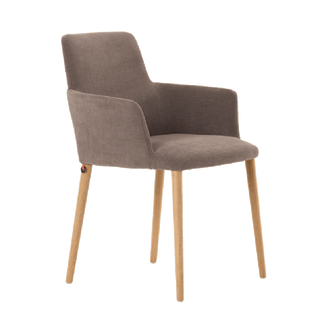 Chaise à accoudoirs Mobitec Rob C0212 en tissu taupe, vue de trois quarts