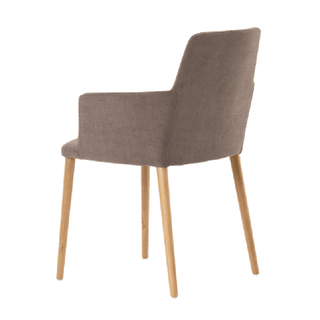 Chaise à accoudoirs Mobitec Rob C0212 en tissu taupe, vue de trois quarts arrière