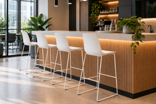 Frezza Yo Plastic bar stools in white in a Scandinavian kitchen