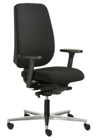 Rovo Eco 1060 EB office chair in black fabric with aluminium base, front three-quarter view