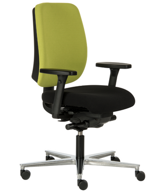 Rovo Eco 1060 EB office chair with lime green back and black seat, front three-quarter view