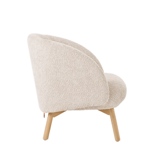 Mobitec Thalia R0118 armchair in ecru bouclé, side view
