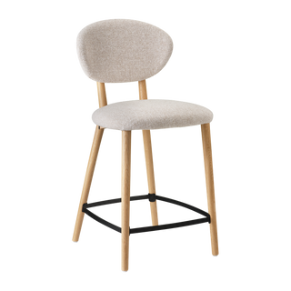 Mobitec Toro C0910 bar stool in light grey fabric, front three-quarter view