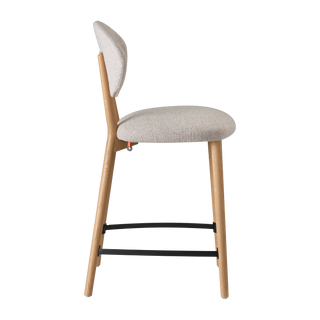 Mobitec Toro C0910 bar stool in light grey fabric, side view