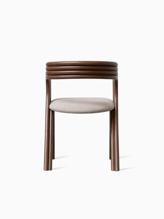 Chaise Vincent Sheppard Arc Dining Chair en rotin teinté tabac, vue de dos