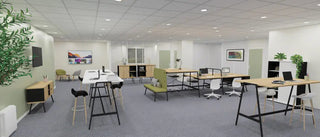 Buronomic Alto multi-werkplekken en statafels in zwart, Nebraska en wit