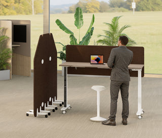 Buronomic Bewall akoestische scheidingswanden in stof, wit en chocolade