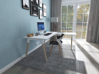Buronomic Dialogue individual desk with return in solid wood and white