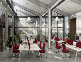 Buronomic Dialogue multi-workstations in solid wood and white