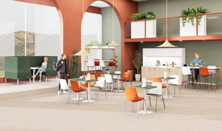 Buronomic Oasys koffiehoek van 240 cm met boog in wire oak en wit
