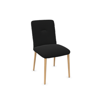 Chaise Mobitec Aura C0110 en tissu noir, pieds en bois, vue de configuration