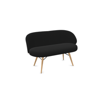 Banquette Mobitec Neo B0752 en tissu noir, pieds en bois, vue de configuration