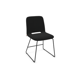 Mobitec Pamp C1010 chair in black fabric with black sled frame, configuration view