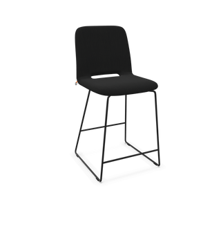 Mobitec Pamp C1510 bar stool in black fabric with black metal frame, configuration view