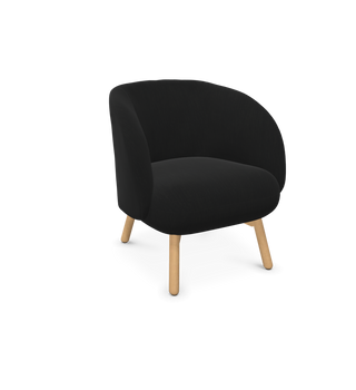 Mobitec Thalia R0118 armchair in black fabric with wooden legs, configuration view