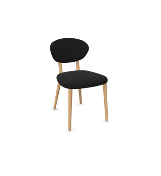 Mobitec Toro C0110 chair in black fabric with wooden frame, configuration view