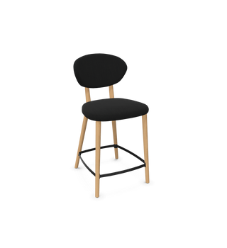 Mobitec Toro C0910 bar stool in black fabric with wooden frame, configuration view