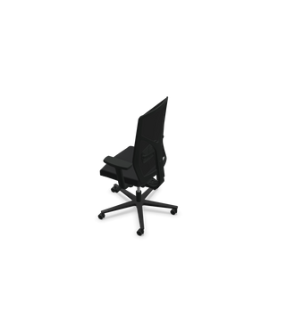 Rovo R16 3030 S5 office chair with black upholstered back, rear three-quarter view