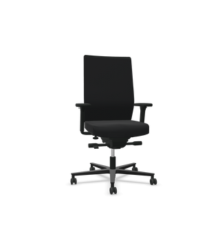 Rovo R16 3030 S5 office chair in black Bondai fabric with upholstered back, front view